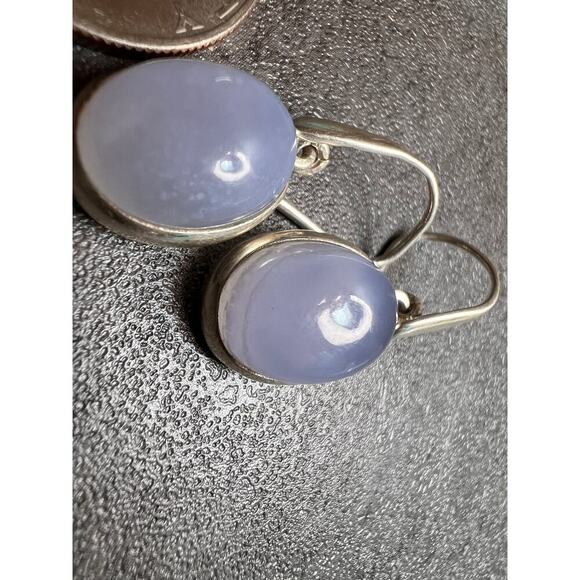 SOLD 
NEW Blue Chalcedony sterling silver drop earrings 5.31 grams - Picture 2 of 9